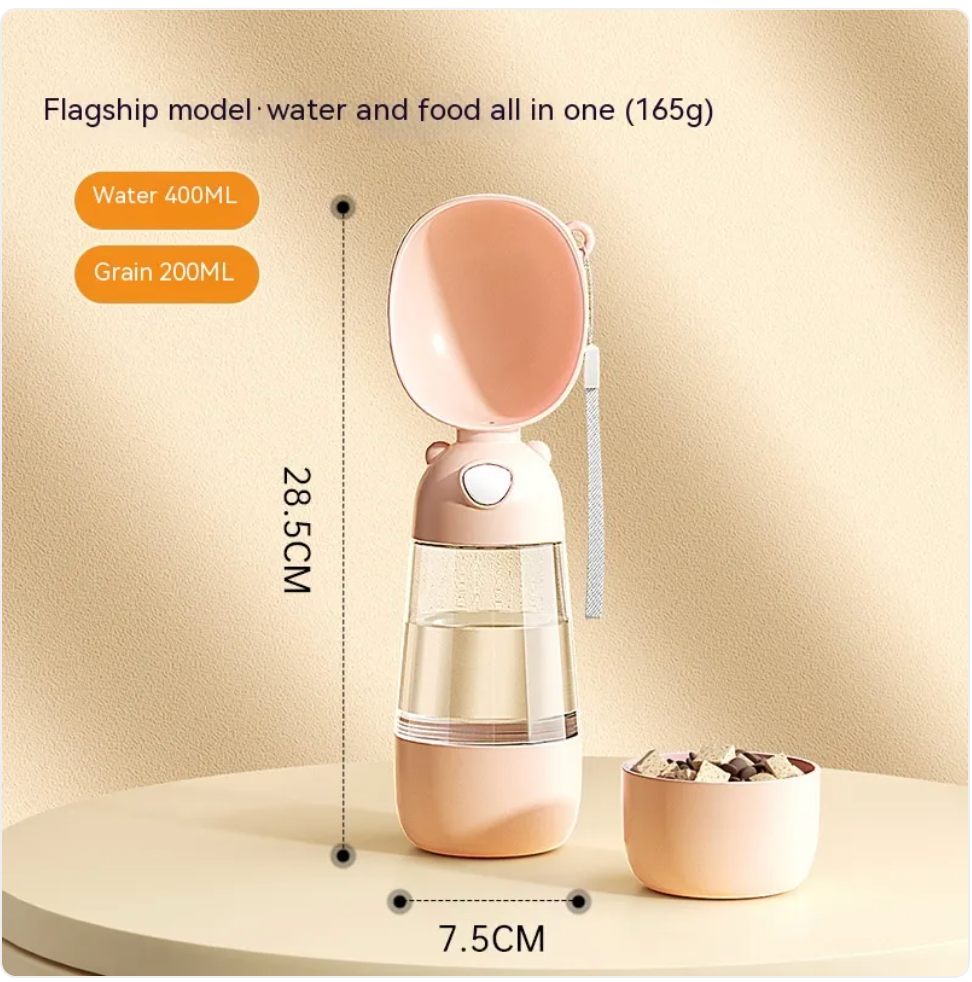 Portable 2-in-1 Dog Water Bottle & Feeder for Pets