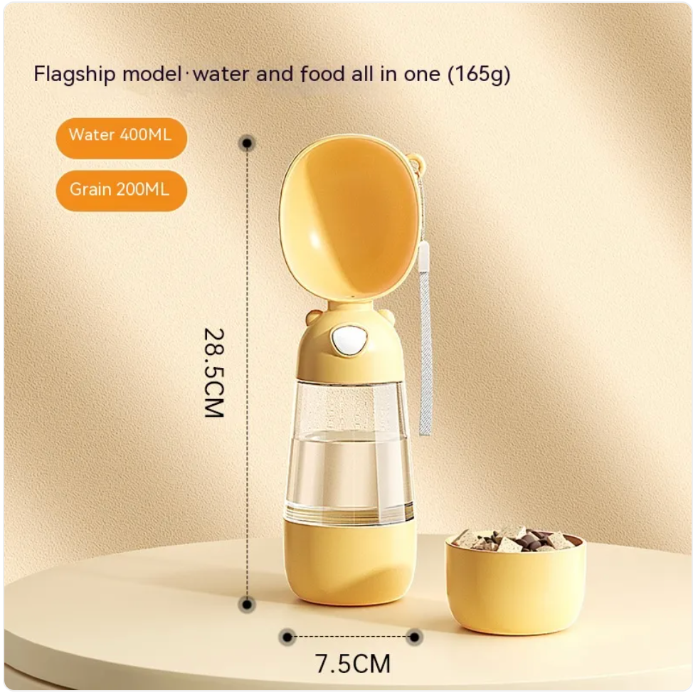Portable 2-in-1 Dog Water Bottle & Feeder for Pets