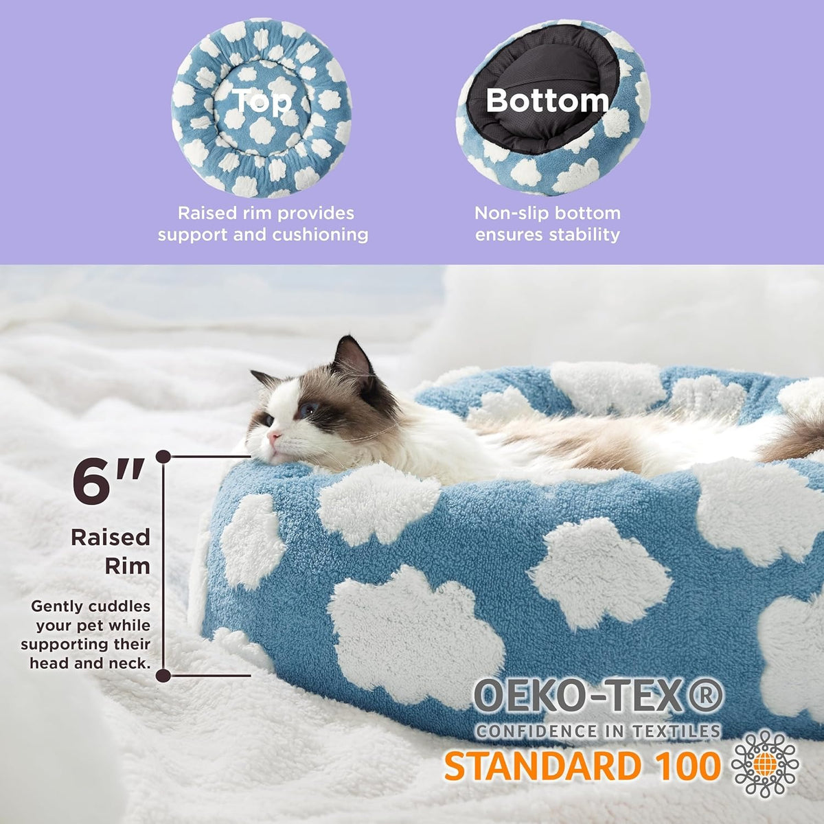 Round Donut Cat & Small Dog Bed