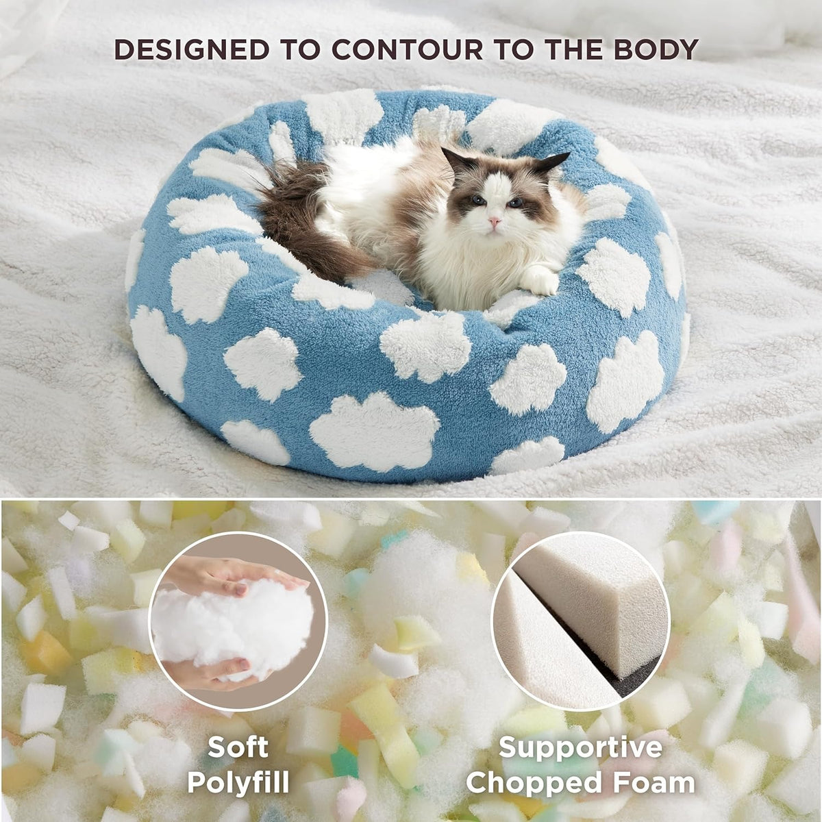 Round Donut Cat & Small Dog Bed